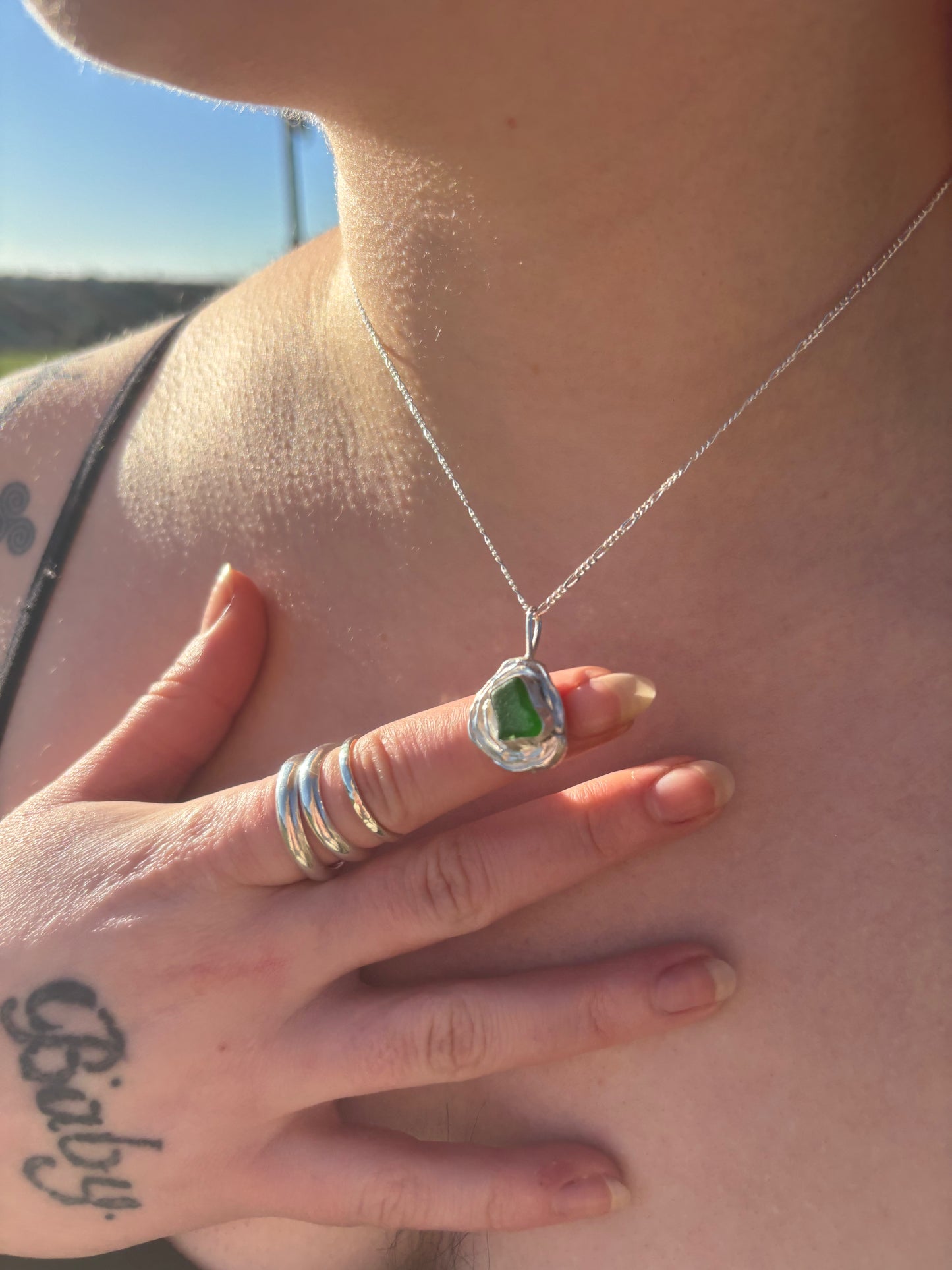 OYSTER SEA GLASS PENDANT 1
