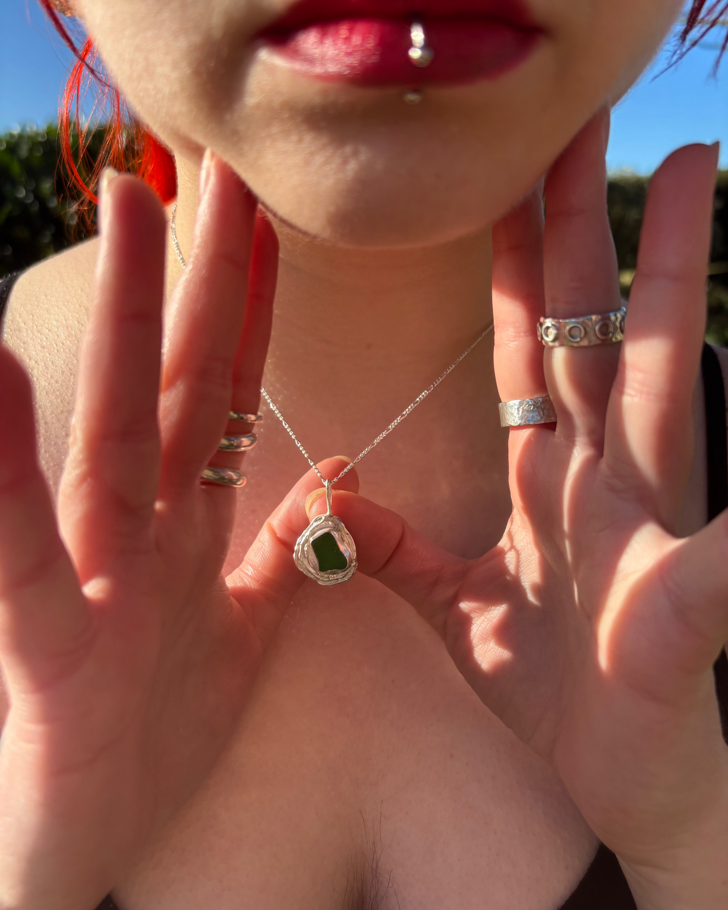 OYSTER SEA GLASS PENDANT 1